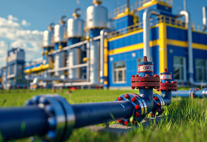 image of gas pipe in the background industrial building